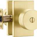 goldenwarm Gold Door Knob Interior, Zinc Alloy Brushed Gold Interior Door Knob Bedroom Bathroom, Heavy Duty Brushed Brass Door Lever, Modern Privacy Doorknob Bulk (1 Pack)