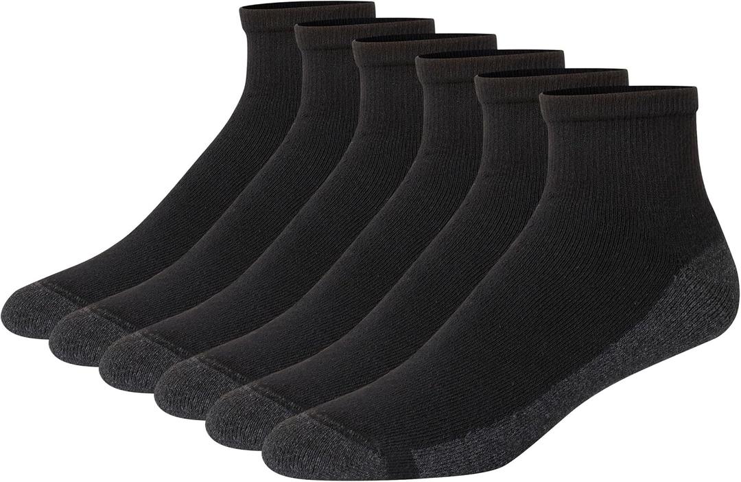 Hanes Men's Max Cushioned Ankle Socks, Multipacks (Siz6 , Black/Grey - 6 Pack)