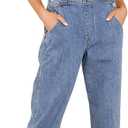luvamia Women's Casual Stretch Adjustable Denim Bib Overalls Jeans Pants Jumpsuits (Large)