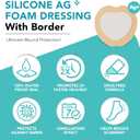 Silicone Foam Dressing Ag Sterile Wound Bandage with Waterproof Gentle Silicone Adhesive Border, 7"x7" Breathable Ultra Absorbent Pads (7.08x7.08 Inch (Pack of 10))
