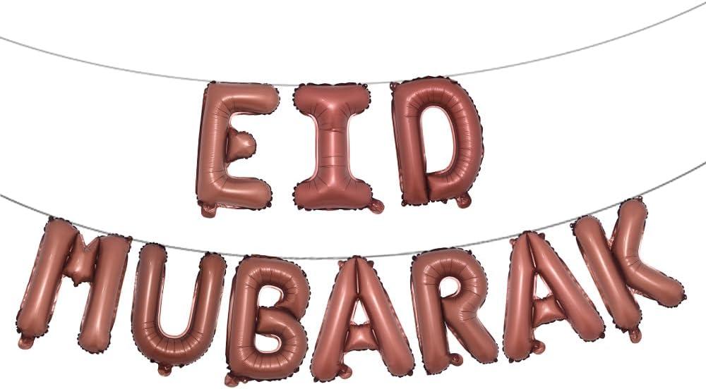 16 inch Multicolor Eid MUBARAK Foil Balloons Party Decoration Supplies RAMADAN MUBARAK Decoration Happy EID Balloons For Muslim EID Ballon (EID MUBARAK Chocolate)