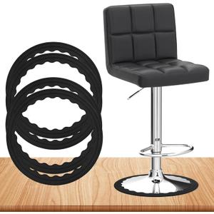 4 Pack Bar Stools Leg Protectors Ring, Non Slip Silicone Chair Leg Floor Protector, Pads Bottom Protect Wooden Floor No Scratches No Noise Anti-Slip, Stretchable Fits 16.5" to 18.5" Chair Base, Black