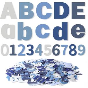 Breling 310 Pieces Felt Letter Christmas Bulletin Board Letters Sticker with Number 2" Bulk Self Adhesive ABC Upper Lowercase Sticky Letter for Xmas Gift Bulletin Board Classroom(Blue Color)