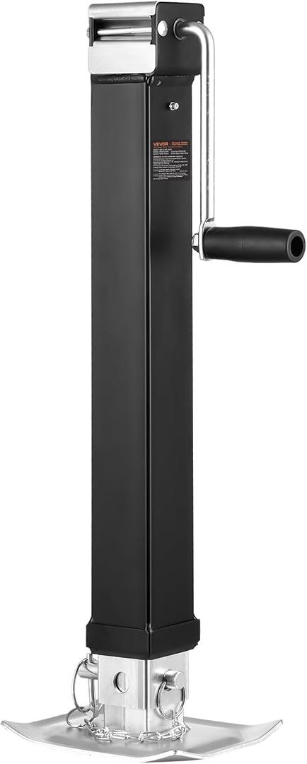 VEVOR 8000lbs Heavy-Duty Square Direct Weld on RV Jack, 15-1/4 Inches Lift, Adjustable Drop Leg, for Lifting RV, Horse, Utility, Yacht Trailers, TJD-7000S