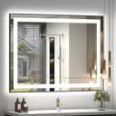 40x32 LED Bathroom Mirror with Black Frame, Dimmable Vanity Mirror with Lights for Wall, Backlit and Front Lighted, Memory, Anti-Fog, ETL Listed(Horizontal/Vertical)