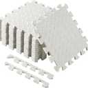 Shihanee Foam Floor Baby Tiles Foam Floor Mats Play Mats Bulk with Borders Interlocking for Kids Baby Playroom Nursery Gym (White,16ft) (16ft, White)