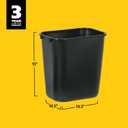 Rubbermaid Commercial Products Wastebasket/Trash Can, 7-Gallon/28-Quart, Black, Plastic, for Bedroom/Bathroom/Office, Fits Under Desk/Sink/Cabinet, Pack of 4