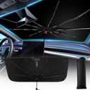 Windshield Sun Shade Umbrella, Foldable Car Sunshade for Front Windshield, UV Block & Heat Reduction Sunshade, Durable Reinforced Frame, Easy Install Sunshade for Cars, SUVs & Trucks (57" x 32")