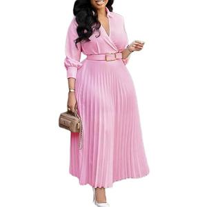 Elainone Women’s 3/4 Sleeve Flared A Line Dress Wedding Guest Casual Semi Formal Office Lady Dresses with Belt, M