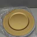 SOUJOY 12 Pack Plastic Gold Charger Plates, 13 Inch Dinner Plate, Leaf Trim Antique Charger Plate for Weddings, Parties, Anniversary, Thanksgiving, Christmas