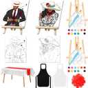 Zhanmai 112 Pcs Sip and Paint Kit for Adults Date Night Pre Drawn Canvas Paint Kit for Couples Canvas Painting Art Pre Drawn Stretch Art for Couple Valentine Party(Couple 2,8 x 10 Inch)