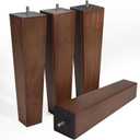 Solid Oak Wood Furniture Legs, 12 Inch, Brown Oak Wood, Set of 4, Square, Mid-Century, Natural, Multipurpose, Screw-In, Couch, Sofa, Cabinet, Bench, Bed, Indoor Furniture Upgrades