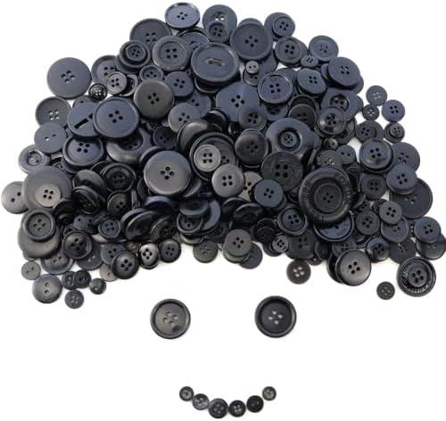 Pack of 3, 600 Pcs Black Round Craft Resin Buttons 4 Holes Craft Sewing Button Assorted Sizes for Sewing DIY Crafts and Repair Cloth Decoration Mixed Resin 3 Sizes Black Sewing Buttons