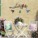 Ferraycle Metal Bird Wall Art Birds on the Branch Decor Metal Sculpture Silhouette Ornament Branch Wall Hanging Sign for Balcony Garden Home Decor(Cute Colors)