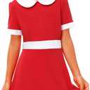 Girls Holiday A-Line Veruce Dress Halloween Annei Short Dress with Collar Salt Vintage Outfit 9-10 Years Red