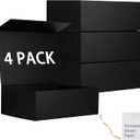 MUMUPACK 4 Pack Black Gift Boxes With Lids,12x8x4.5 Inch Bridesmaid Proposal Box And Printable Stickers,Proposal Boxes With Ribbon For Wedding, Packaging, Present, Birthday