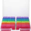 Novelinks Transparent 4" x 6" Photo Organizers and Photo Storage Box with Handle, 16 Inner Photo Cases, Portable Picture Organizers & Photo Storage Containers (Multi-Colored)