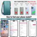 Defencase Compatible with iPhone 13 Pro Max Case Wallet with RFID Blocking Card Holder for Women Men, PU Leather Magnetic Snap Flip Zipper Strap Wallet Phone Case Fit for iPhone 13 Pro Max, Blue Green