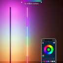 YIKBIK 2PCS RGB+W Corner Floor Lamp, 65" Color Changing 24V LED Floor Lamp with Cool White Bluetooth APP Remote Control Music Sync Atmospheres Lamp 16 Million DIY Colors for Living Room Bedroom