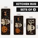 Artoid Mode Bats Black Cats Boo Pumpkin Halloween Kitchen Mats Set of 3, Home Decor Low-Profile Kitchen Rugs for Floor - 17"x29"+17"x36"+17"x47"