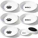 6pcs Cat Food Bowl No Spill Ceramic Cat Bowls Shallow Plates Anti Whisker Fatigue Cats Bowl Set Cats Dishes with Nonslip Silicone Bottom Shallow Wide Kitten Plates for Feeding Indoor Food Water