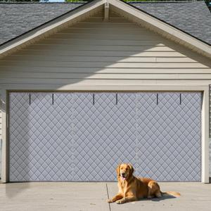 Garage Door Insulation Kit, 16 x 7 ft Thermal Garage Door Cover Magnetic Thermal Insulated Curtain for 2 Cars, Oxford Cloth Thicken Cotton Heat Preservation Noise Reduce