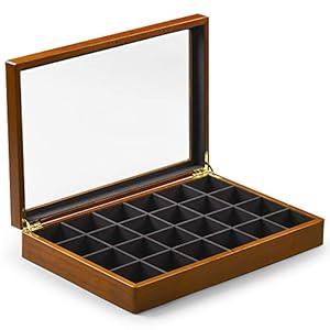 Oirlv Solid Wooden Jewelry Box Rings Earrings Necklaces Display Case with Lid Vintage Jewelry Organizer Box for Women