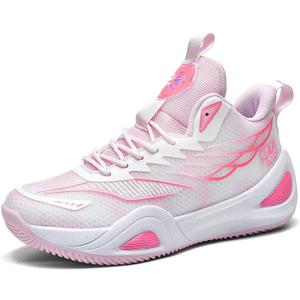 Womens Mens Basketball Shoes Breathable Non Slip Fashion Sneakers Comfortable Unisex-Adult Outdoor Sport Shoe (8.5 Women/7.5 Men, Pink)