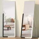 Vlsrka Full Length Floor Mirror, 63"x20" Standing Full Body Mirror for Bedroom, Simple Modern Large Full Size With Half Wood Frame, Black White
