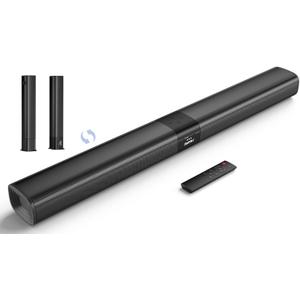 Saiyin Sound Bar for Smart TV, 100W Soundbar with Crystal-Clear Vocals and Bluetooth 5.3/TV-ARC/Optical/AUX Input, Center Channel Speaker Surround Sound System for TV/PC/Gaming/Projectors