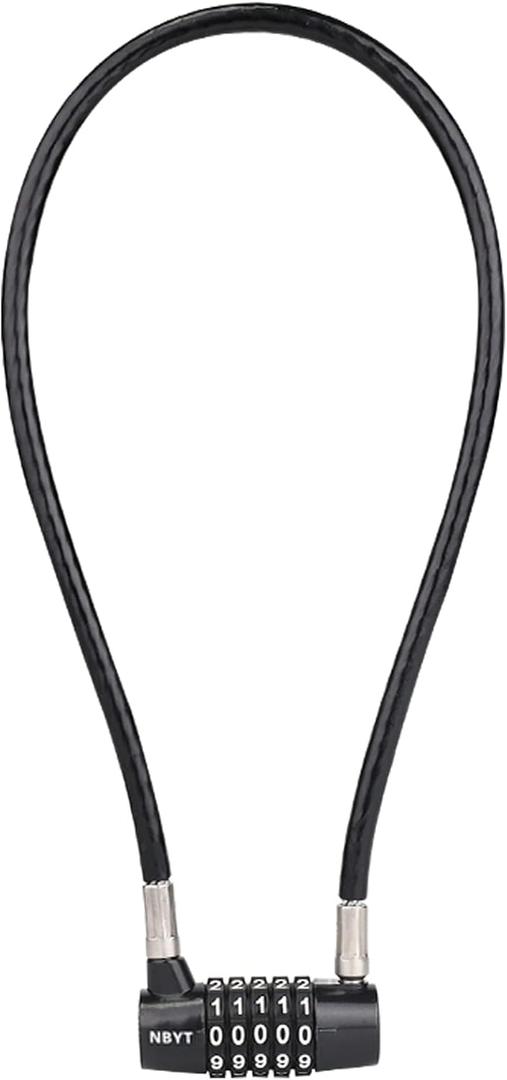 5-Digit Long Cable Locks with Combination Padlock,22" Length 5/16" Diameter,gate Locks for Outdoor Wooden Metal Backyard Fence, Reset Code,for Cabinet Door Handles, Bikes, Schools,Sheds, ski