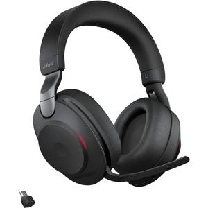 Jabra Evolve2 85 Wireless PC Headset  Noise Cancelling UC Certified Stereo Headphones with Long-Lasting Battery  USB-C Bluetooth Adapter  Black
