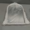 Vintage White Vanity Makeup Mirror, Antique Arch Table Mirror with Carved Resin Frame, Small Standing Mirror for Bedroom, Living Room, Tabletop (13.2" x 12.8")