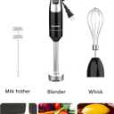 Immersion Blender Handheld, OUTRONSM Hand Blender with 4-point thickened SS blades, Milk Frother, Egg Whisk for Coffee Milk Foam, Puree Baby Food, Smoothies, Sauces and Soups Black