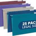 25 Blue Summit Supplies Colored Hanging File Folders Legal Size, 9.5" x 14.75", Legal Size Hanging File Folders for Filing Cabinet with Plastic Tabs and Inserts, Assorted Jewel Tone Colors, 11pt Paper