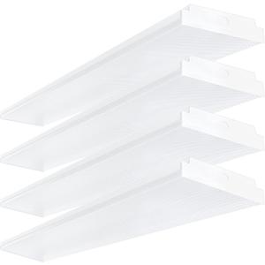 ANTLUX 4FT LED Wraparound 40W Shop Lights for Garage, 4400lm, 4000K, 4 Foot LED Wrap Light, 48 Inch Integrated Linear Strip Flush Mount Office Workshop Ceiling Lighting Fixture, 4 Pack