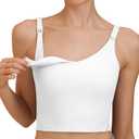 Nursing Tank Tops for Breastfeeding Nursing Sports Bras U Back Sleeveless Tank Top Workout Fitness Maternity Bra (White, M)