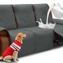 XINEAGE Water Resistant Recliner Cover, 3 seat Recliner Sofa Covers with Pockets, Quilted Thick Recliner Protector Cover for Dog Pets with Non Slip Backing and Strap (Recliner Sofa, Dark Gray)