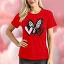Valentines Day Shirt for Women Love Heart Printed T-Shirts Casual Summer Tee Tops (XL)