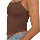 PINKMSTYLE Womens Bustier Corset Tops Spaghetti Strap Camisole Tank Tops Y2K Date Night Going Out Outfits (Brown, M)
