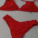 Meetall Cheeky High Cut Triangle Bikini Sets for Women Cute Halter Top Swimsuits 2 Piece (Small, Red)