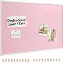 SELEAD Double-Sided Linen and Cork Bulletin Board (36"x24", Pink)