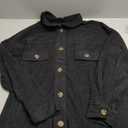 Fashion Women Corduroy Jacket Turn Down Long Sleeve Pockets Button ,Size M, Black Jacket