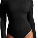 IUGA Long Sleeve Bodysuits for Women Crew Neck Body suit Women's Slimming Basic Tummy Control Bodysuit Tops (Large, Black)