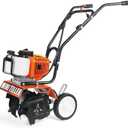 52cc 2 Stroke Gas Powered 4 Premium Steel Adjustable Forward Rotating Tines, Height Adjustable Wheels for Garden & Lawn, Digging, Weed Removal