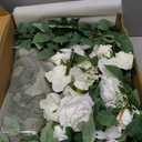 Ling's moment 8 Wedding Chair Decorations Aisle Pew Church Artificial Flowers Greenery Swag White Sage Green Bench Ceremony Reception Floral Faux Backdrop Rose Arrangements Party Outdoor Decorations
