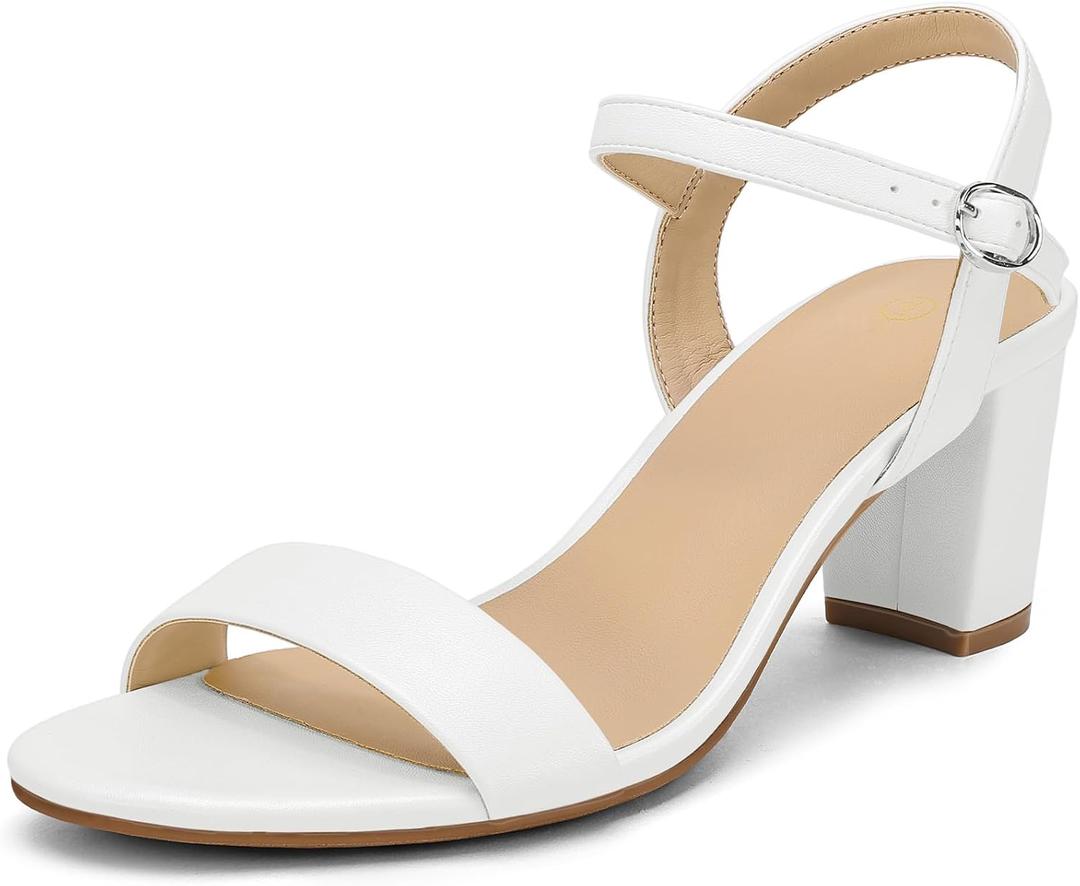 Mysoft Women's Low Heels Open Toe Ankle Strap Block Chunky Heels Sandals Comfortable Classic Dressy Wedding Party Event Shoes, Size 7