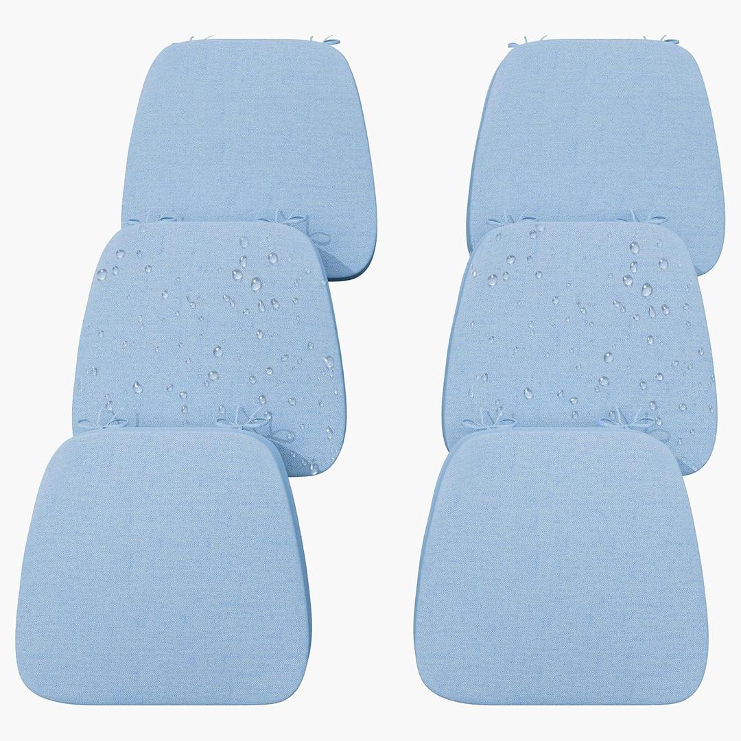 17'' x 16'' x 2.5"Thick Chair Cushions for Dining Chairs, 6 Pack WaterProof Easy Clean Kitchen Chair Pads with Ties and Non-Slip Backing - 30D High Elastic Foam Soft Kitchen Chair Cushions