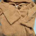 Women's Fuzzy Fleece Hooded Coat Winter Oversize Long Cardigan Jacket Warm Faux Fur Outwear with Pockets (Large, Camel)