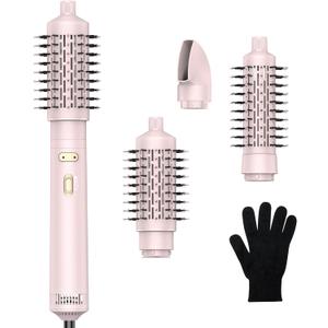 Hair Dryer Brush, 4 in 1 Rotating Round Hot Air Spin Brush Set Negative Ionic Professional Blow Dryer with Detachable Brush(2" & 1.5"), 3 Heats and 2 Speeds Rotating Blow Dryer Brush